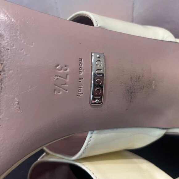 Gucci Made In Italy White Leather Thong Sandals Shoes Size 37.5 US 7.5 Stunning - Picture 12 of 14